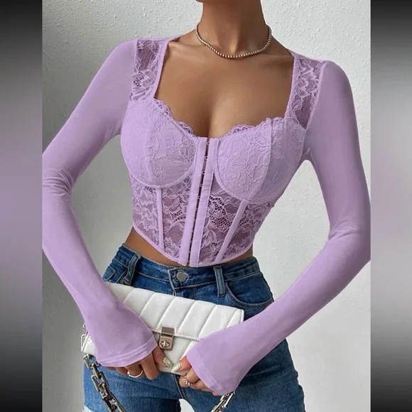 Boho lace bustier corset crop top